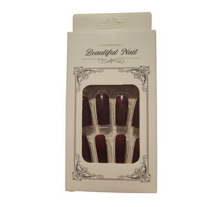 Beauliful Nail Burgundy False Nails